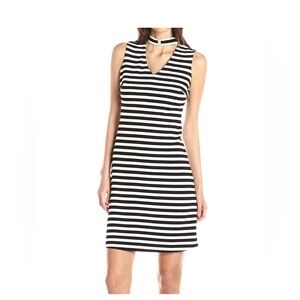 Calvin Klein Sleeveless Black & White Striped Choker Dress- Size 4 NWT